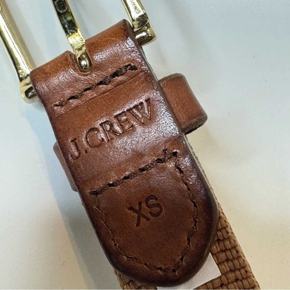 J CREW woven tapestry leather belt, Tan, Black, Red Southwestern Style size XS